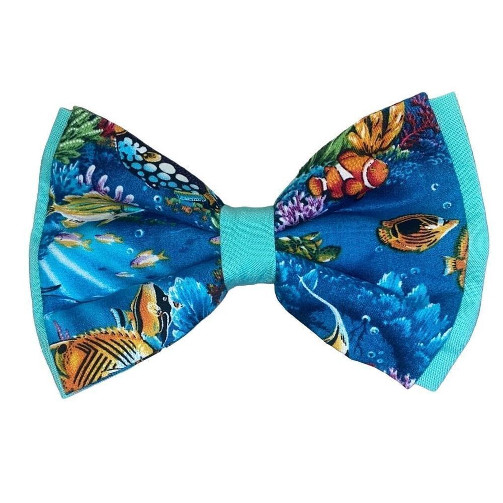 Humbowbarks Handmade In Maui New Aquascape Pet Bow For Dogs And Other Pets 6x3 1 - Picture 2 of 8
